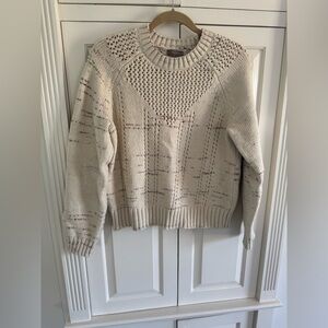 Lilla P Cream Crewneck Sweater with Subtle Speckle
